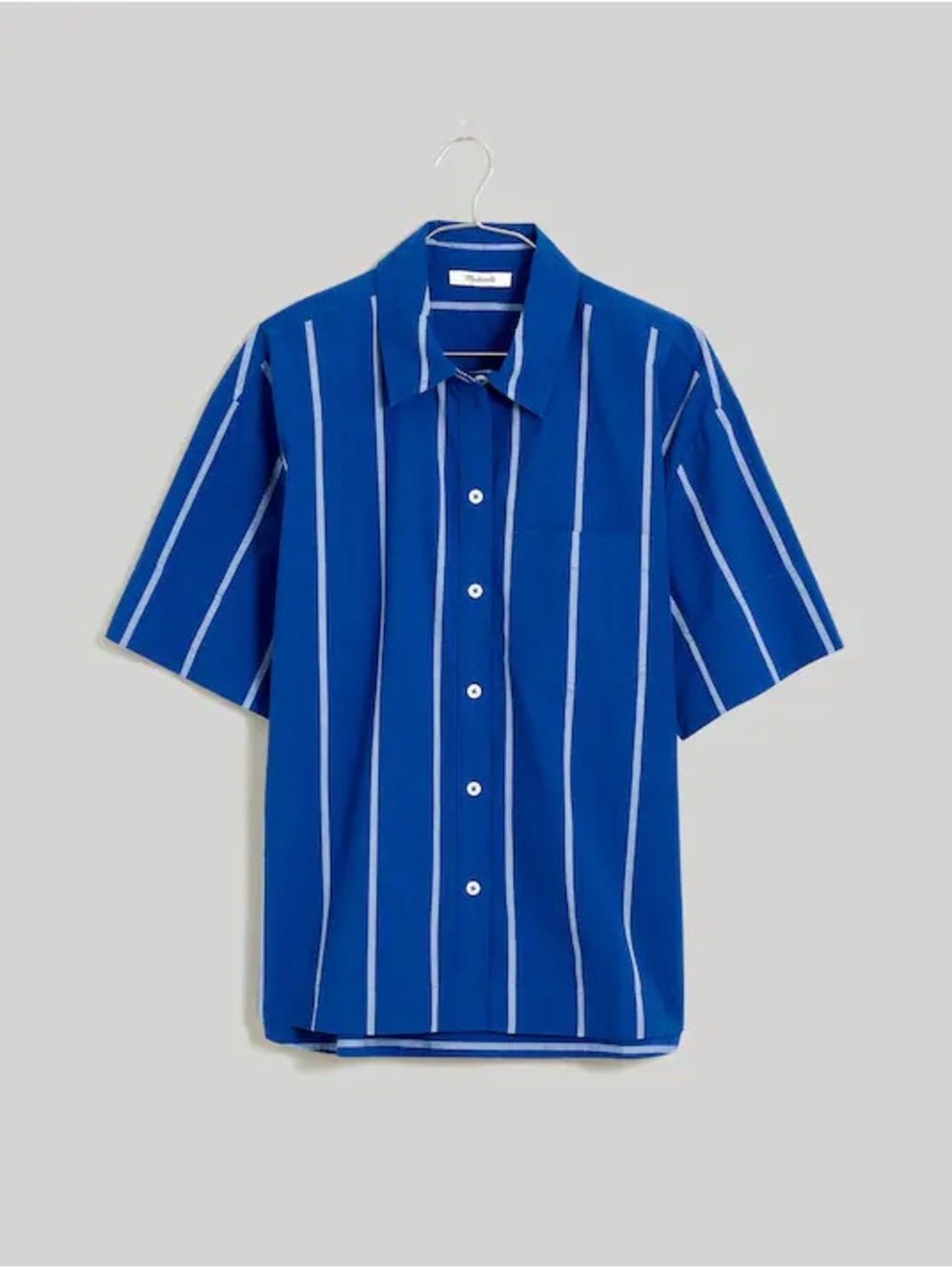 Madewell Cobalt Blue Vertical-Stripe Short-Sleeve Button-Down